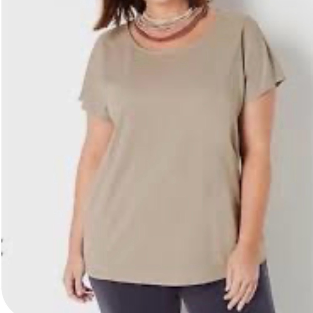 Pure Jill women’s Scoo Neck  SANDWASHED PIQUE MODERN TEE short sleeve SOFT SISAL